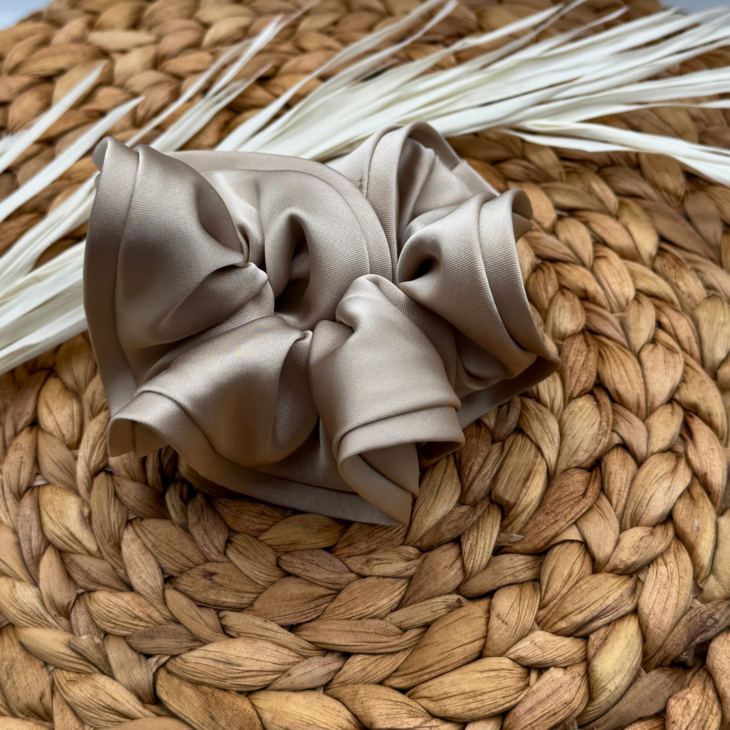 Large Satin Scrunchie - Taupe