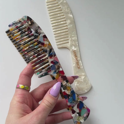 Long Handled Wide Tooth Cellulose Acetate Hair Combs