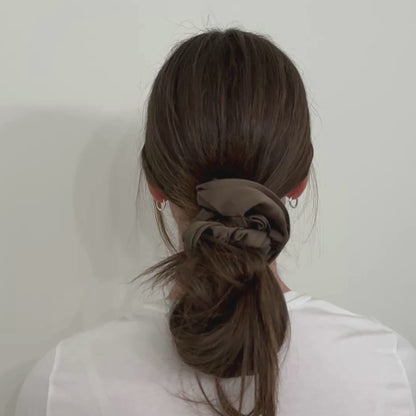 Large Satin Scrunchie - Chai Brown