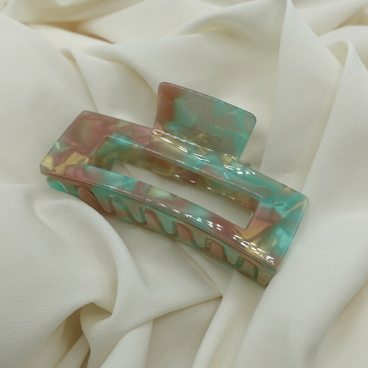 Aven Cellulose Acetate Hair Claw Clip - Pink Aqua